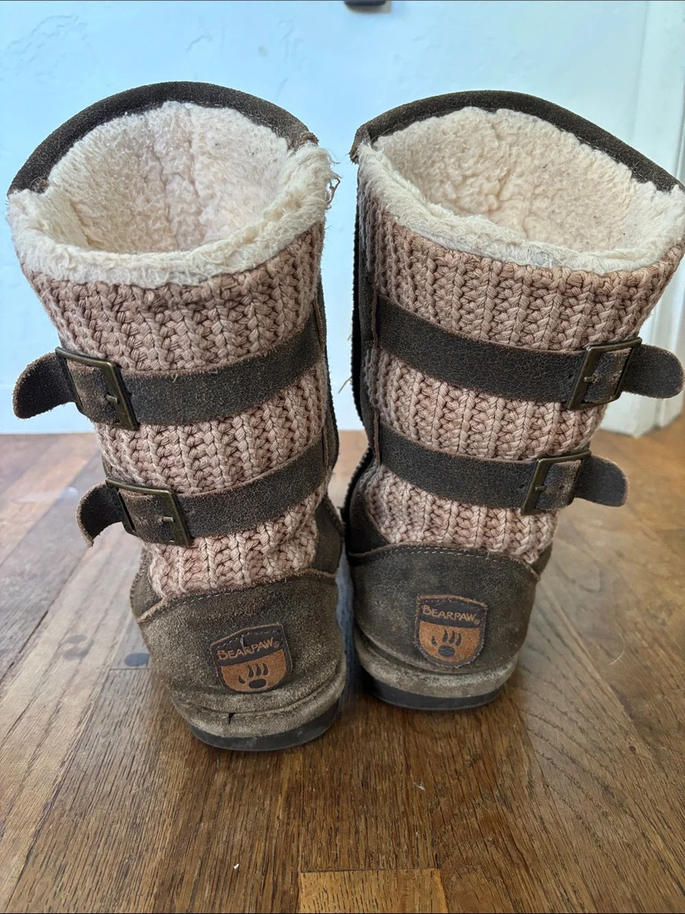 BearPaw Chocolate Brown Suede Shearling Mid-Calf Boots